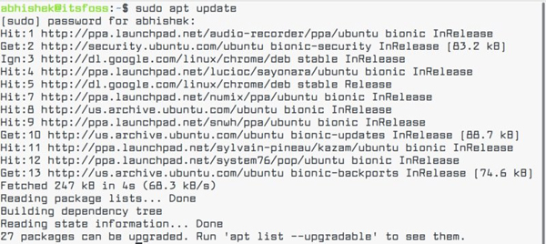 通过命令行更新 Ubuntu