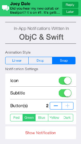 论坛源码推荐：用Swift实现的iOS通知控件