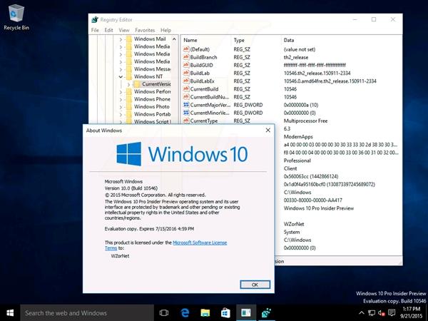 Windows 10 Build 10546大量截图曝光