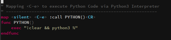create function in vim for python