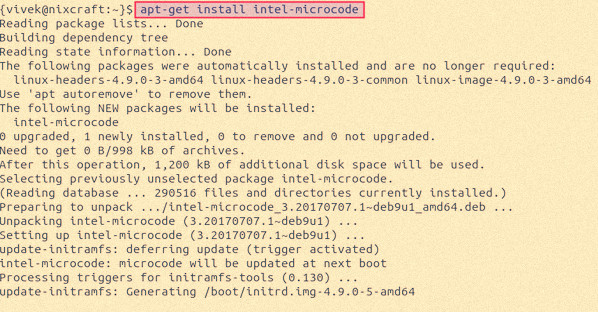 How to install Intel microcode firmware Linux
