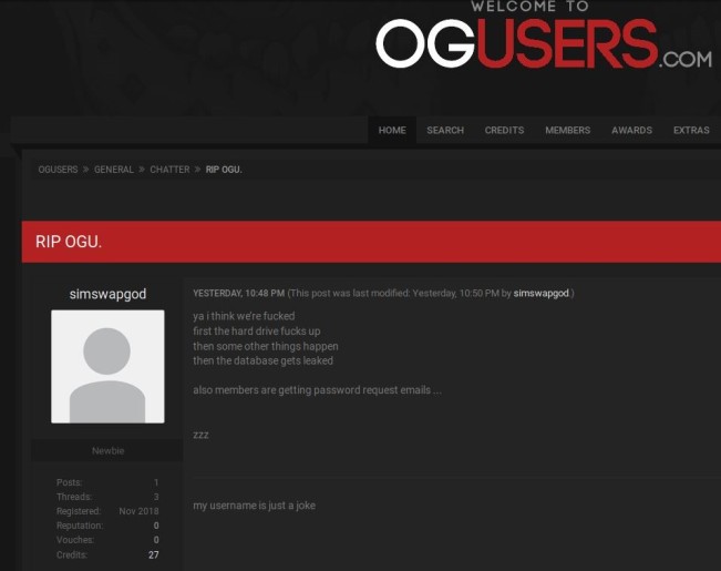 Ogusers被黑客攻击 暴露11.3万个用户电子邮件地址等消息 