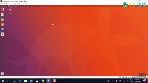 Ubuntu Running in Virtual Machine Inside Windows