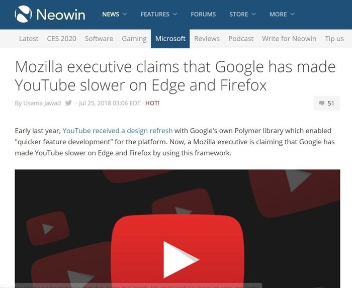 Firefox开启YouTube需要额外的加载时间