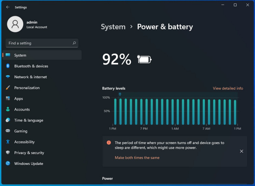 Windows 11 battery usage