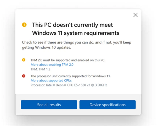 微软：不受支持电脑硬上Win11会受到蓝屏、死机