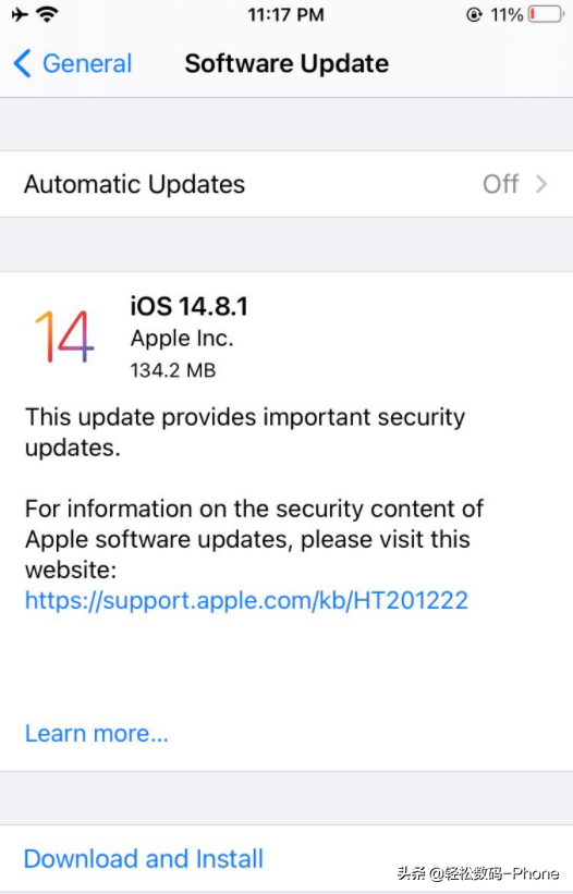 苹果发布iOS 14.8.1系统更新，修复多个安全漏洞，建议升级