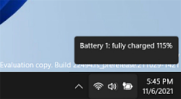 超越物理极限！Windows 11出现离奇新Bug：电池充到115%