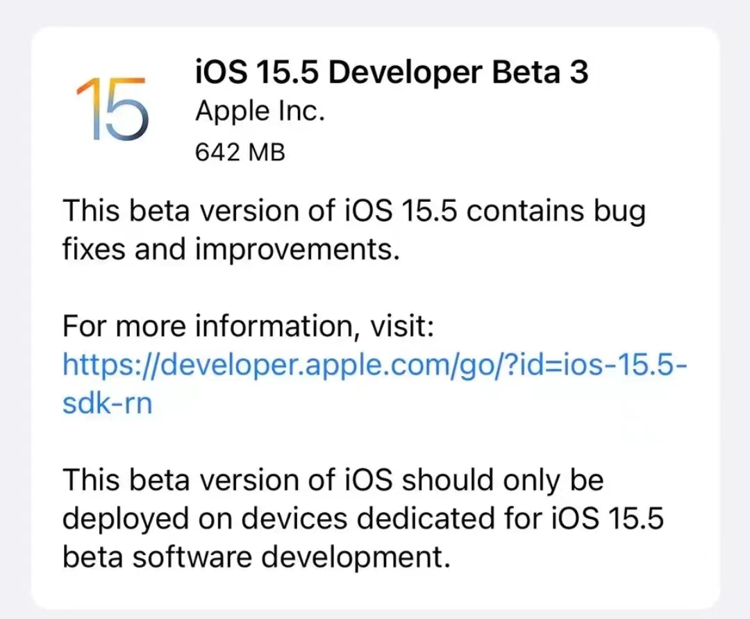 iOS15.5Beta3正式发布，流畅丝滑，续航有所提升