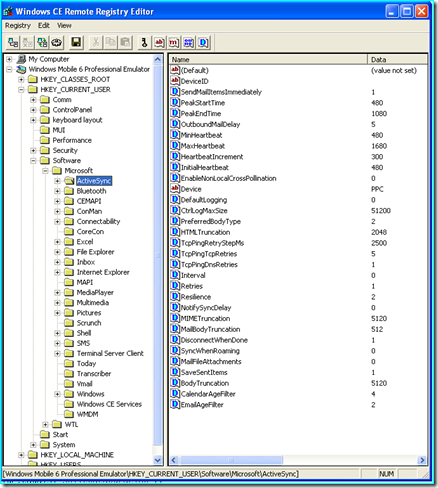 Windows CE Remote Registry Editor
