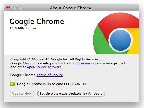 在***的Chrome 11.0.696.16开发者版本中，Google已经使用了新版Logo。