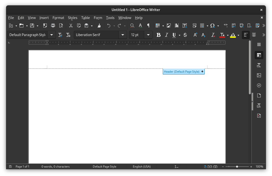 LibreOffice Writer 截图