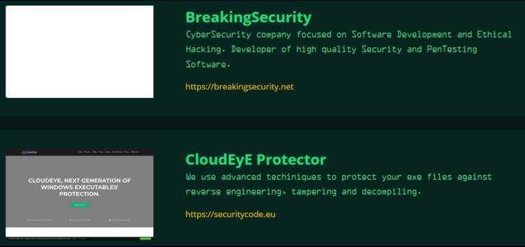BreakingSecurity和CloudEyE在Utopia网站上的广告